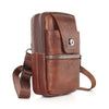 KUNQITIAN Mobile Phone Waist Bag Belt Leather Case With Shoulder Strap, Size: M(Red Brown)