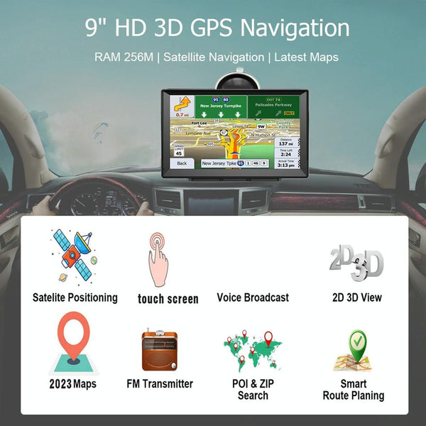 9 Inch 8G/256M Car GPS Navigator With Large Screen Capacitive Bluetooth Map, Area: Africa Map