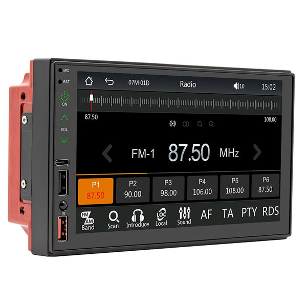 FS02C 7 inch HD Capacitive Touch Screen Car MP5 Player Supports Bluetooth Reverse&Mobile Phone Internet&Wired CarPlay + Android Auto