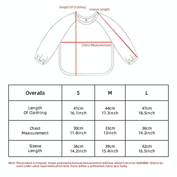 Long Sleeved Baby Soft PU Bib Waterproof Washable Easy Clean Smock With Pocket, Size: S(Gray Letters)