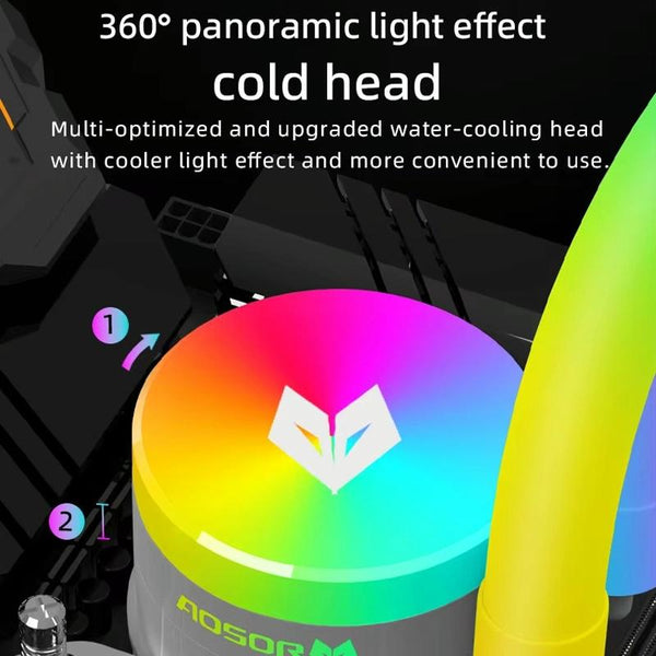 COOLMOON AS360 Magic Diamond Edition Computer Cooler ARGB Water Cooling Light Integrated CPU Radiator(Black)