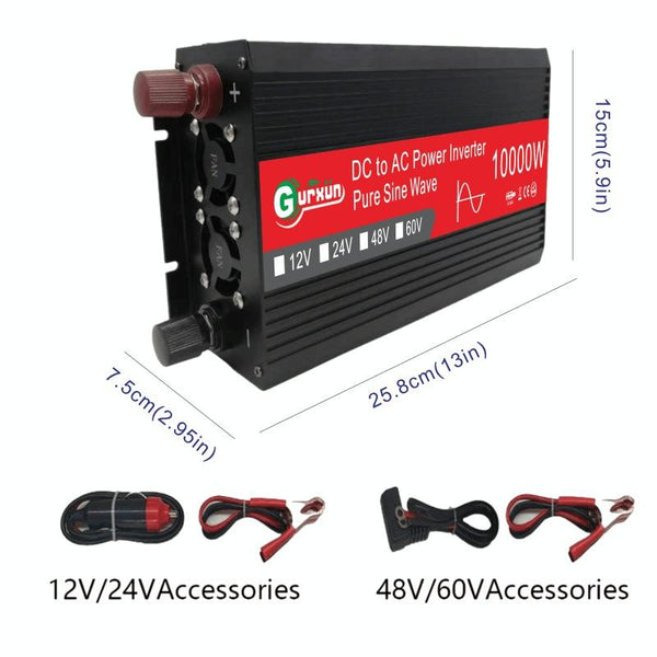 Gurxun HZ1500-10000 Sine Wave 10000W Inverter Power Converter, Specification: 12V To 110V