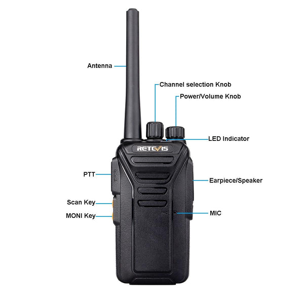 RETEVIS RT27 0.5W EU Frequency 446MHz 16CHS FRS Two Way Radio Handheld Walkie Talkie, EU Plug(Black)