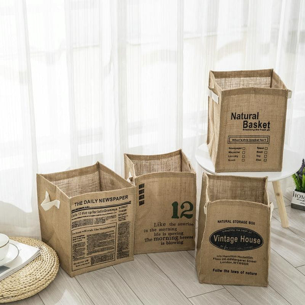 Foldable Jute Storage Box Sorting Basket for Underwear(THE DAILY)