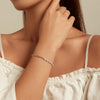 BSB101 Sterling Silver S925 Simple Round Ring White Gold Plated Zircon Bracelet