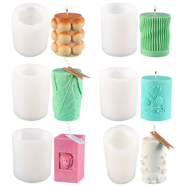 2806 Lion Head Cylindrical Scented Candle Silicone Mold Plaster Drop Glue Mold
