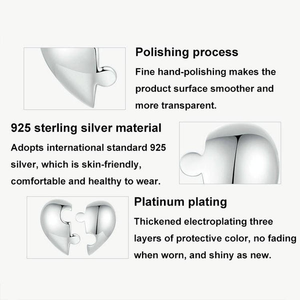 S925 Sterling Silver Platinum-plated Heart-shaped Puzzle Earrings(SCE1770)