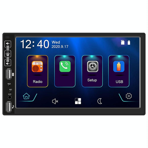 A2891 7 inch Car HD MP5 Carplay Bluetooth Music Player Reversing Image All-in-one Machine Support FM / U Disk with Remote Controler, Style:Standard + 8LEDs Light Camera