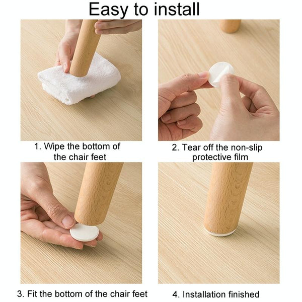 4pcs /Set Silent And Wear Resistant Chair Foot Cover Household Stool Anti-Slip Protective Pads, Style: 60mm Round white