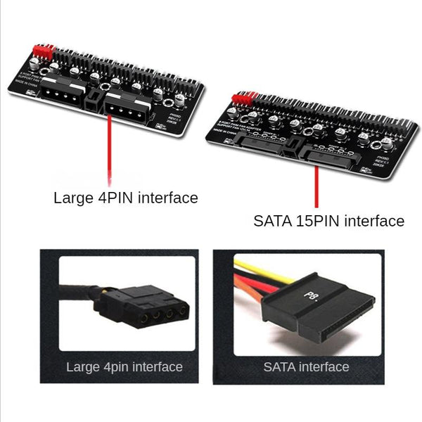 PWM Fan Hub Computer CPU Fan Extender(Big 4Pin Interface)