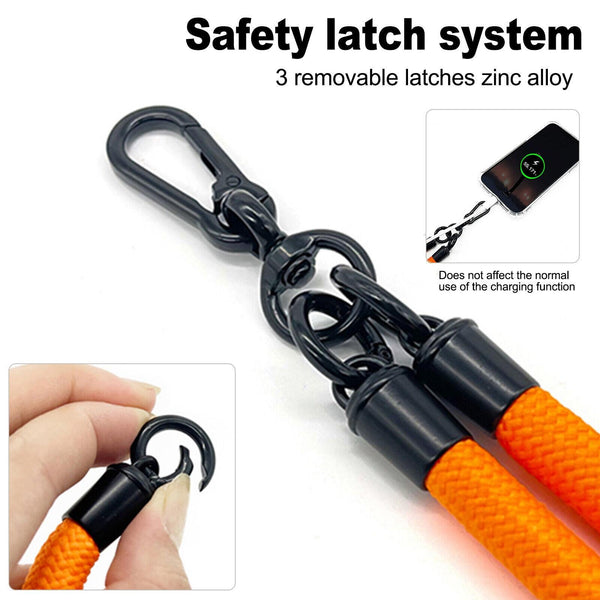 10mm Thick Rope Mobile Phone Lanyard Spacer Adjustable Anti Theft Phone Strap(NO.11 Red and Yellow)