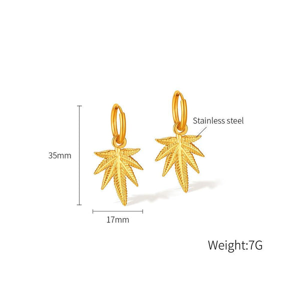 OPK GE914 1pair Personalized Stainless Steel Maple Leaf Earrings