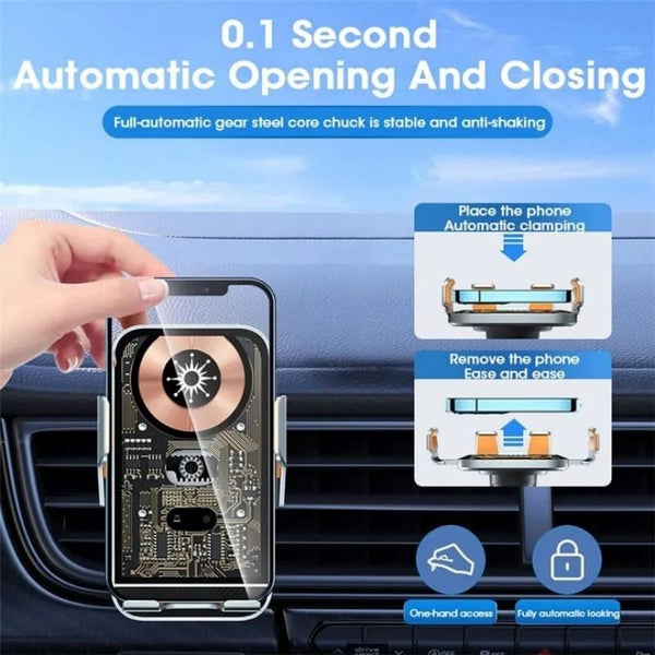 C10 Car Navigation Infrared Sensor Transparent Wireless Charger 15W Fast Charger Phone Stand(Gray)