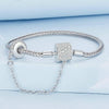 BSB103-19 Sterling Silver S925 White Gold Plated Zircon Cylinder Buckle Bracelet