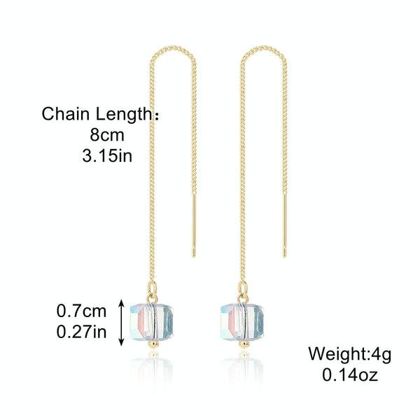 E2210-4 Crystal Long Ear Wire Women Simple Earrings