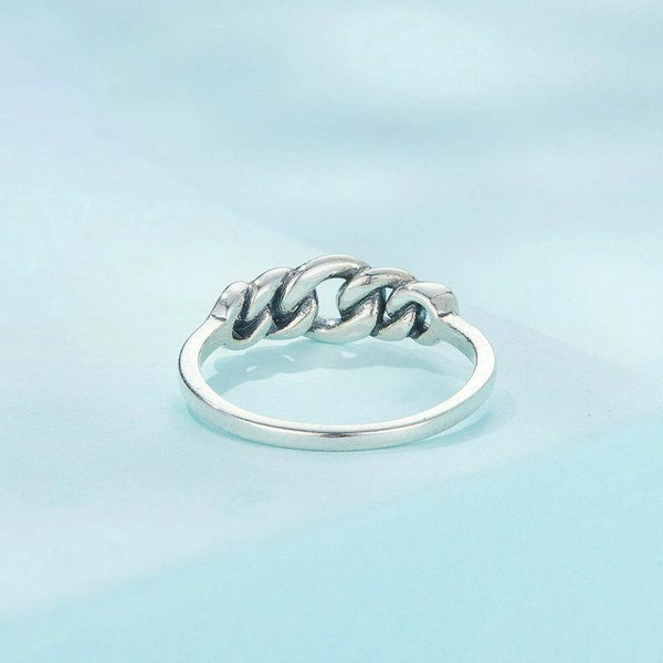 SCR891 Sterling Silver S925 Hollow Circle Chain Ring(No.6)