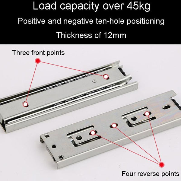 8 inch 20cm Thickened Three Sections Ball Slide Mute Drawer Track Rail