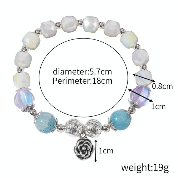S2203-2 Blue+Rose Crystal Beaded Bracelet Ladies Natural Crystal Bracelet