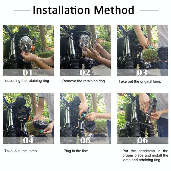 7 inch Round LED Motorcycle Headlight Modified Spotlight for Honda(Black)