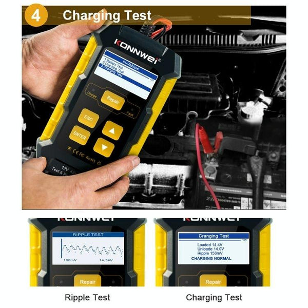 KONNWEI KW510 3 in 1 Car Battery Tester / Charger / Repairer, Support 8 Languages(US Plug)