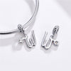 S925 Sterling Silver 26 English Letter Pendant DIY Bracelet Necklace Accessories, Style:W