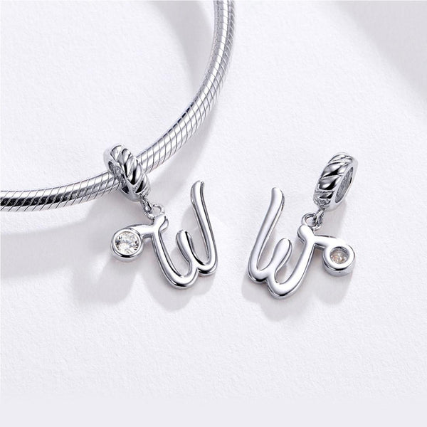 S925 Sterling Silver 26 English Letter Pendant DIY Bracelet Necklace Accessories, Style:W