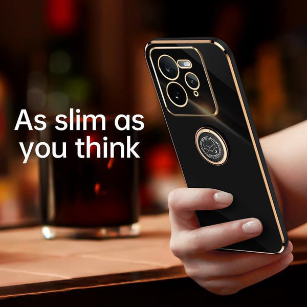 For Realme GT 7 Pro 5G XINLI Straight Edge 6D Electroplate TPU Phone Case with Ring Holder(Cherry Purple)