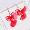 Long Exaggerated Fabric Art Handmade Petal Earrings, Color: E1908-23 Red