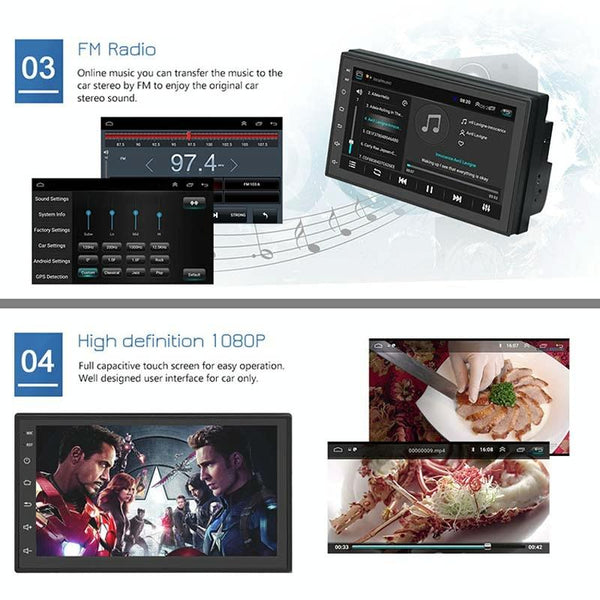 A2222KT 7 Inch Android Navigation WiFi Version 2+64G GPS Bluetooth 2.5D Screen Car Central Control MP5 Player, Style:Standard+4Lights Camera