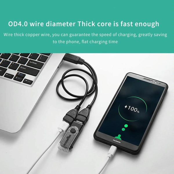USB 2.0 Male to 2 Dual USB Female Jack Adapter Cable for Computer / Laptop, Length: About 30cm(Black)