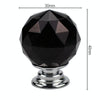 30mm K9 Plated Transparent Glass Crystal Spherical Single Hole Drawer Handle(Black)