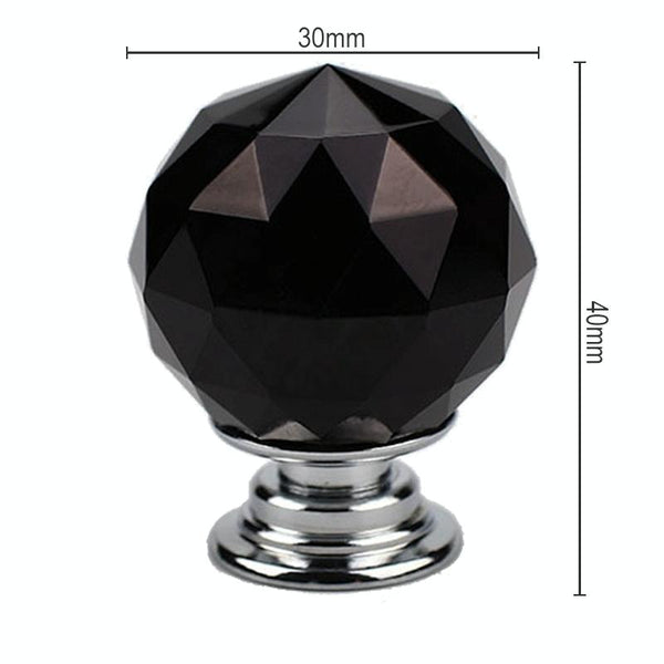 30mm K9 Plated Transparent Glass Crystal Spherical Single Hole Drawer Handle (Transparent+Gold)