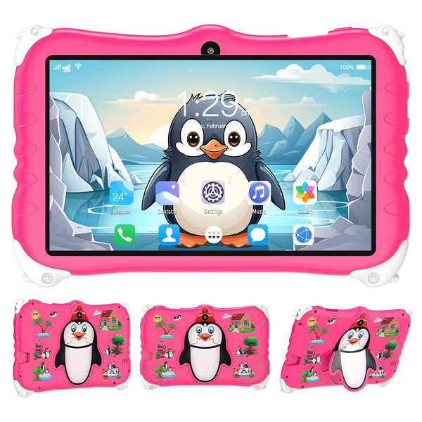 Penguin 7 inch WiFi Kids Tablet PC, 2GB+16GB, Android 7.0 MT6735 Octa Core CPU(Pink)
