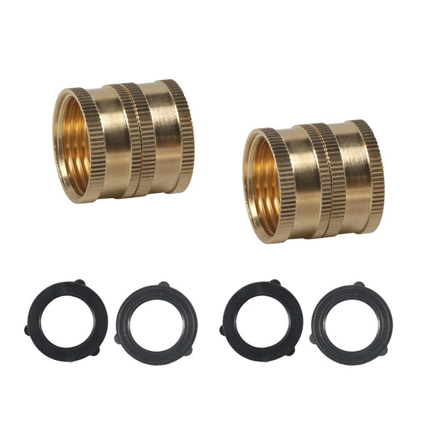 3/4GHT Brass Internal External Thread American Adapter Garden Hose Connector, : 2pcs /Pack Female Two-way Swivels
