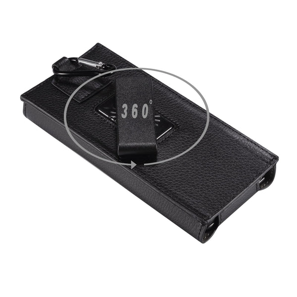 Litchi Texture Waist Belt Wallet Bag For Folding Screen Phone(Black)