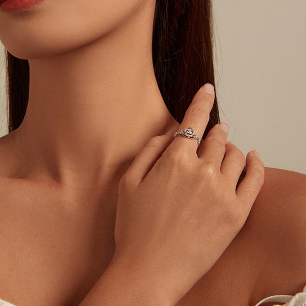 BSR366 Sterling Silver S925 Plated Gold Rose Ring(No.7)