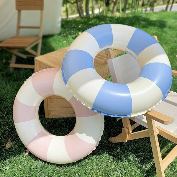 Children Adult Cartoon Inflatable Swimming Ring, Pattern: 80# Retro Striped Blue Pink Random Color