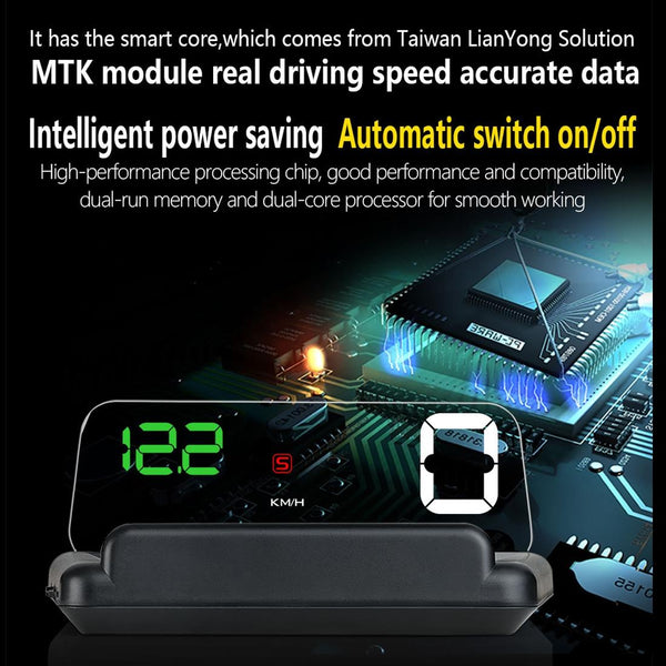 T900 GPS HUD Head-Up Display, Speed, Mileage, Voltage, Fatigue Alarm (Green)