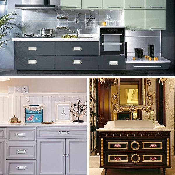 1052-32 Simple European Furniture Drawer Hidden Buckle Handle(Matte Black)