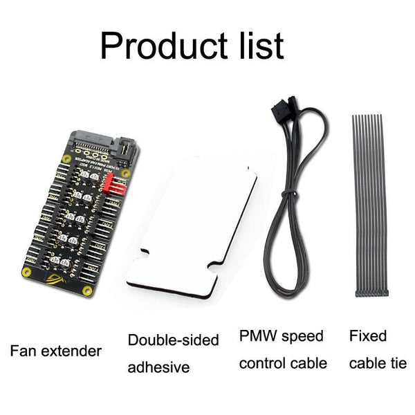 PWM Fan Hub Desktop Computer CPU Fan Expander Supports 3Pin&4Pin(Black)