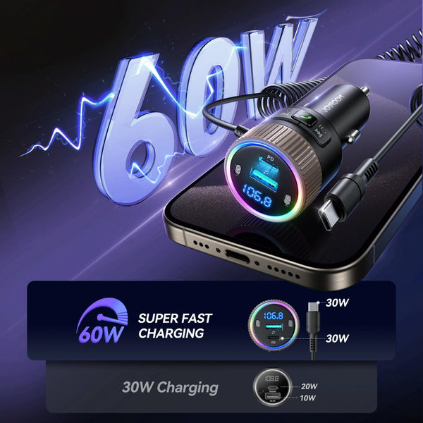 JOYROOM JR-CCB02 Car Bluetooth 5.4 Wireless Transmitter MP3 Player(Black)