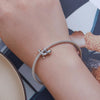 BSC520-SR S925 Sterling Silver Cute White Cat Beaded Bracelet Accessories