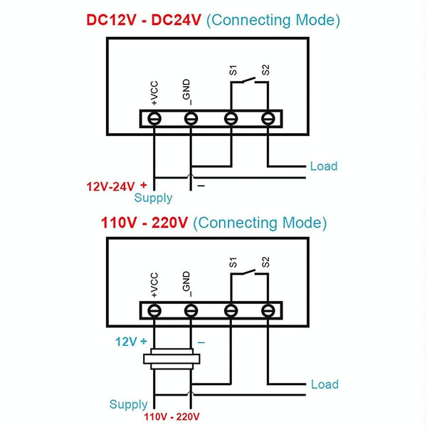 High-precision Microcomputer Intelligent Digital Display Switch Thermostat, Style:12V Power Supply(Red and Blue Display)