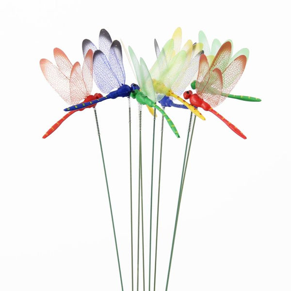 10pcs Simulation Plug Rod Magnetic Dragonfly Home Wall Garden Decoration(Red)