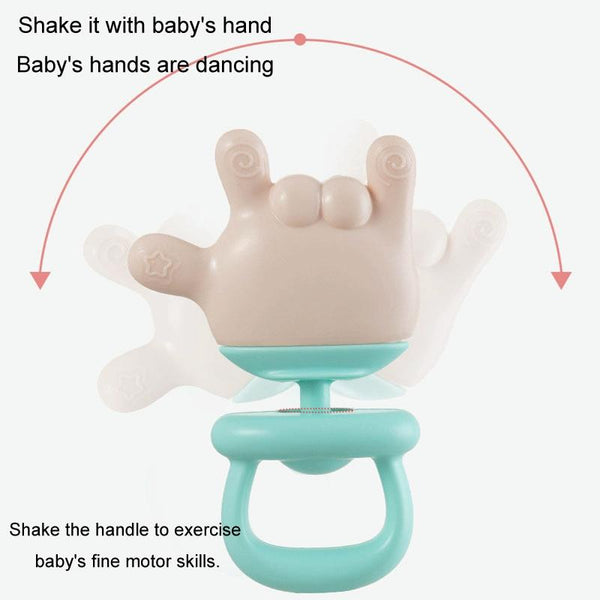 Baby Rattle Teether Soothing Teething Stick Anti-Eating Silicone Toy, Color: 666 Gesture Cyan