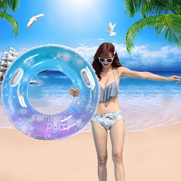 Sequins Starry Sky Mermaid Adult Swimming Ring Children Armpit Swimming Ring, Size: 90cm (With Handle)