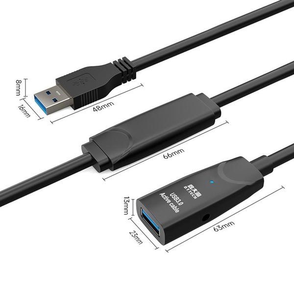 D.Y.TECH USB 3.0 Male To Female Extension Cable Double Shielded Chip Data Cable, Length: 15m