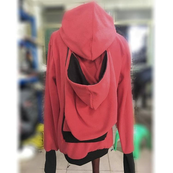 Three-in-one Multi-function Mother Kangaroo Zipper Hoodie Coat with Front Cap Size: M, Chest: 90-93cm, Waist: 70-72cm, Hip: 97-99cm (Red)