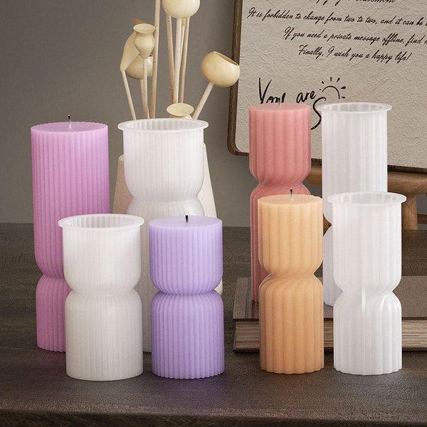 DIY Geometric Cylinder Vertical Stripe Candle Silicone Mold Resin Ornaments Mold, Spec: 001