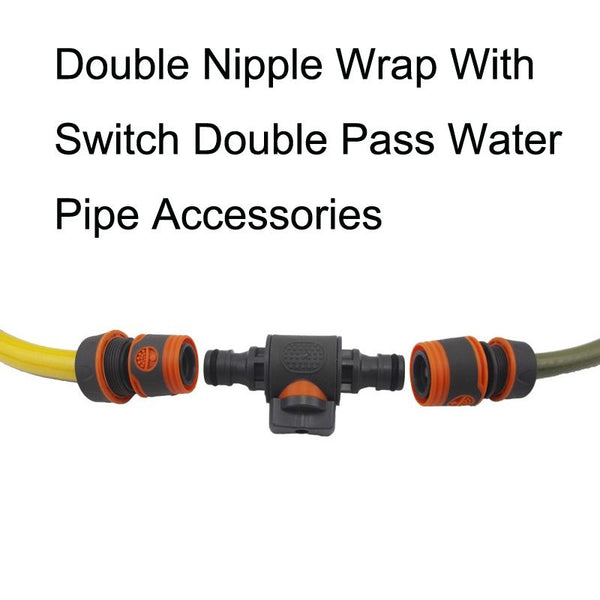 3PCS Double Nipple Wrap With Switch Double Pass Standard Direct Connect With Valve Fast Connection(Black)